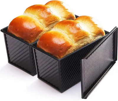 Produktbild von 2 Kastenformen Kohlenstoffstahl mit Antihaftbeschichtung und Deckel zum Brotbacken – Schwarz