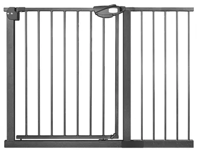 Image de NAIZY – Barrière de sécurité 105-115 cm, montage par pression, sans perçage, avec rallonge de 30 cm, ouverture à 180°, double sens. Barrière de sécurité pour chiots, animaux de compagnie, portes et escaliers. Couleur : noir