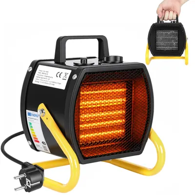 Produktbild von Eikuavons Elektrischer Heizlüfter 2000 W, 3 Stufen, Thermostat bis 85 °C, bis ca. 20 m², Schwarz und Gelb