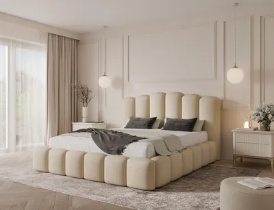 Produktbild von Emlar Polsterbett Velaro MAX 140x200 cm - Bett mit Bettkasten & Lattenrost - Velvet-Stoff - Doppelbett mit Stauraum Beige (Magic Velvet 2250)
