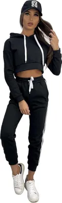 Immagine prodotto di Tuta da jogging da donna con cappuccio; nero XL/42