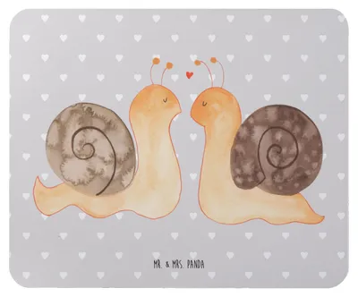 Produktbild von Mr. & Mrs. Panda Mouse Pad Schnecken Liebe - Grau Pastell - Geschenk, mousematte, glücklich, Zufrieden, laptop mauspad, Pärchen, Freundin, Verliebt, Paar, Mousepad