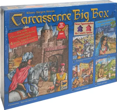 Produktbild von Carcassonne Big Box 2014 - Grundspiel mit Fluss & 4 Erweiterungen