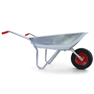 Produktbild von RAMROXX Schubkarre Garten verzinkt mit Luftreifen und Metallfelge 65L100kg