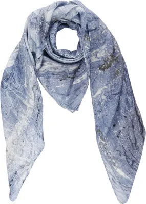 Produktbild von Baumwolltuch zweifarbig marmoriert grau blau 100x100cm Halstuch quadratisches Tuch