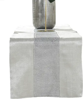 Produktbild von Beiger Tischläufer, 32 x 180 cm, Glitzer-Tischläufer, silberner Diamant-Tischläufer für Küchentisch, Couchtisch, Kommode, Weinschrank-Dekoration (180 cm, Beige)