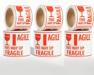 FRAGILE Versandetiketten 101 mm, 6 Rollen, 1800 Stück