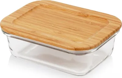 Immagine prodotto di Vasetto in vetro con coperchio in bambù - chiusura ermetica, lavabile in lavastoviglie