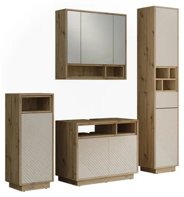 Produktbild von Badmöbel-Set Vicco Beatrice Cashmere/Artisan-Eiche 4-teilig, Model 61316