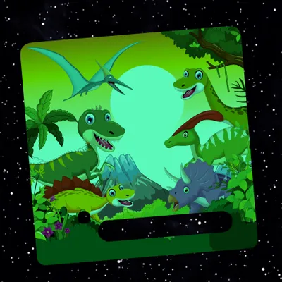 Produktbild von Nachtleuchtende Schutzfolie kompatibel mit Toniebox1 passgenaue Folie mit Motiv Kratzschutz für Musikbox Y031-34 Dinos