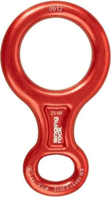 Abseilachter Figure 8 M von singing rock in roter Farbe; geeignet für Klettern und Abseilen; mit einer Belastbarkeit von 25 kN.