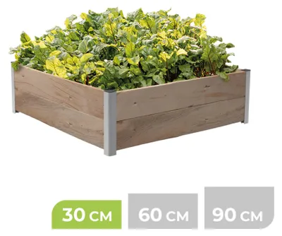 Produktbild von BioGreen 1m² Hochbeet ErnteMAXX in Quadratform erhältlich in 3 Höhen - Aus regionalem Holz - Hochwertige Alu-Profile - Einfacher Aufbau