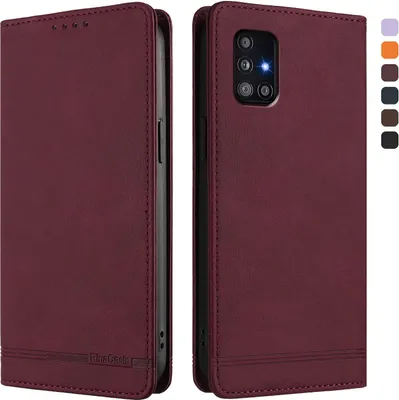 Obrázek produktu pro Pouzdro pro Samsung Galaxy A51 5G, retroPolyuretankožené flip pouzdro s stojánkem a přihrádkami na karty Červený