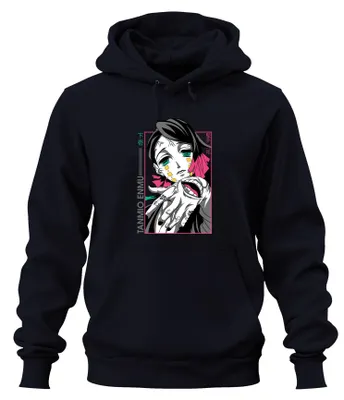Zdjęcie produktu dla Enmu Demon Anime Manga Horror Neon Cyberpunk Japonia Y2K Streetwear Bluza z kapturem uni , granatowa, XXL