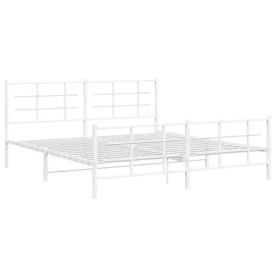 Productafbeelding van Bedframe met hoofd- en voeteneinde metaal wit 183x213 cm