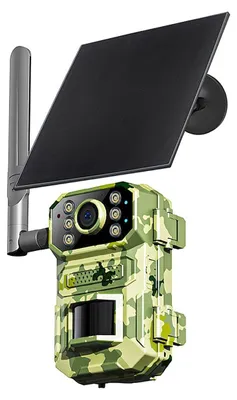 Produktbild von Solar Wildkamera 4G, 4MP, 0,3s Auslösung, PIR Sensor, Infrarot Nachtsicht 20m, wasserdicht, für Wildtierbeobachtung & Garten