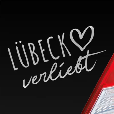 Produktbild von Auto Aufkleber Lübeck verliebt Herz Stadt Heimat Liebe Car 19x10 cm Silber Sticker Heckscheibenaufkleber