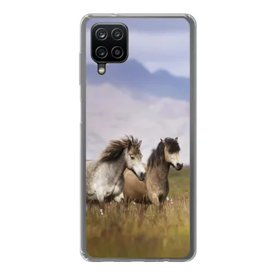 Produktbild von MuchoWow® Handyhülle Schutzhülle Hülle für Samsung Galaxy A12 Pferde - Gras - Berge Silikon Softcase Handy Hülle - Bild