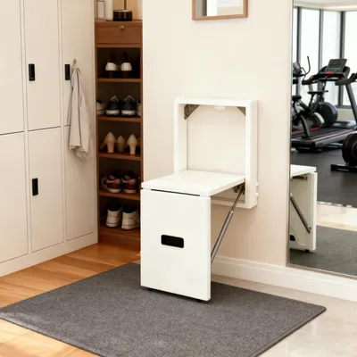 Produktbild von Wandklappstuhl Hocker Weiß Platzsparend Robust 150 kg Tragkraft