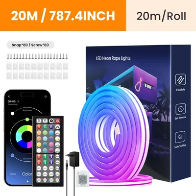 Image de Tuyau lumineux LED néon - Tuyau LED néon flexible - 20 mètres - RGB - Contrôle via application et télécommande - Étanchéité IP65 - 24 V