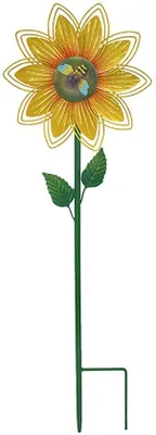 Image de Moulin à vent pivotant en fonte en forme de feuille de tournesol pour le jardin, décoration d'abri de jardin