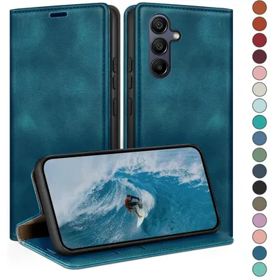 Productafbeelding van Telefoonkoffer, flippercase met kaarthouder en RFID-bescherming, voor Samsung Galaxy A16, turquoise