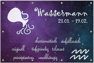Produktbild von Wallario Outdoor-Poster für Garten oder Balkon, Motiv Sternzeichen Wassermann, in ca. 80 x 120 cm