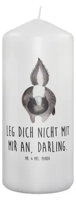 Produktbild von Mr. & Mrs. Panda Kerze Stinktier Angriff 19 x 8 cm - Weiß - Geschenk, Raubtier, Erinnerungslicht, Skunk, Bedruckte, Wachskerze, Stumpenkerze, Wildtier, Stinker, Drohung