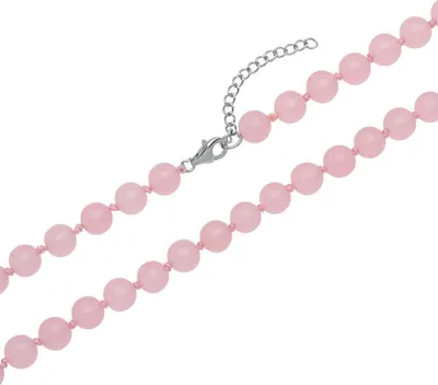 Produktbild von Unique Halskette aus rosa Jadeperlen Silberverschluss PN0016