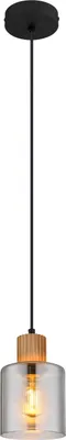 Image de Lampe à suspendre, bois, verre fumé, 1 flamme, H 120 cm