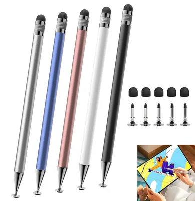 Produktbild von 5 Stück Stift für Tablet, Universal 2 in 1 Touchscreen Stift für Handys, Leichtgewicht, Präzise Steuerung Touchscreen Stift, MPS-Disc + Silikon-Stift