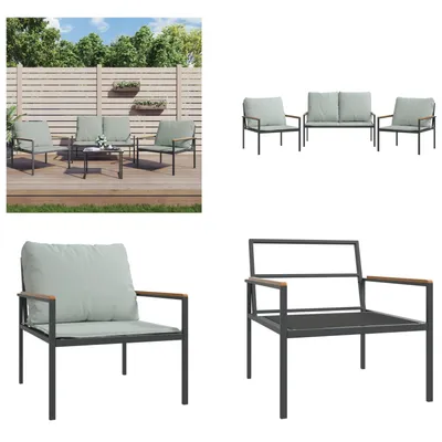 Produktbild von vidaXL 3 tlg. Garten Lounge Set mit Kissen Anthrazit Stahl - Garten-Lounge-Set - Garten-Lounge-Sets - Lounge-Set - Gartenmöbel-Set