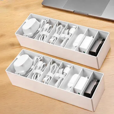 Imagen del producto de Solidchoice - Juego de 2 organizadores de cables con compartimentos ajustables