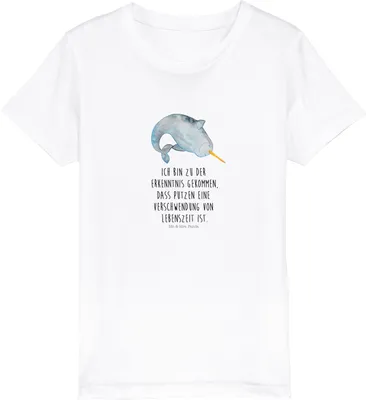 Produktbild von Mr. & Mrs. Panda Kleinkinder T-Shirt Narwal 12-14 Jahre (152/164) - Weiß - Geschenk, Mädchen, Kindershirt, Hausfrau, Kinderzimmer, Putzen, Kinder Öko, Meer, Teenager, Bio
