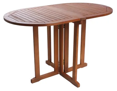 Produktbild von Balkontisch BALTIMORE 120 x 70 cm oval aus Holz mit abklappbarer Tischplatte stabiler Outdoor Klapptisch mit witterungsbeständiger geölter Oberfläche