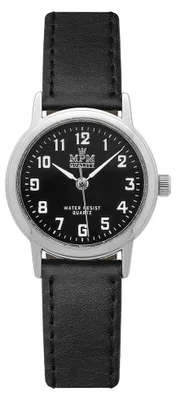 Produktbild von MPM-Quality Damenuhr June Silber Lederarmband Schwarz