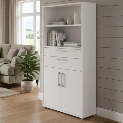 Produktbild von Kommode Albidona, Wohnzimmerbuffet, Wohnzimmer-Sideboard, Moderne Küchen-Speisekammer, 89x40 h186 cm, Weiß