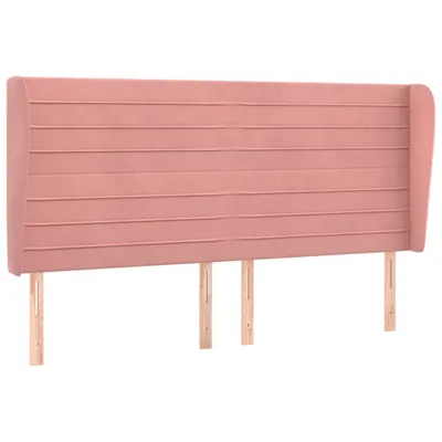 Image de vidaXL Tête de lit avec oreilles rose 163x23x118/128 cm velours