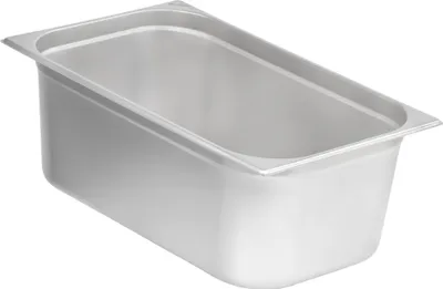 A stainless steel food pan.