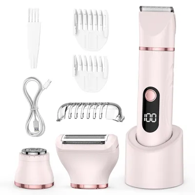 Imagen del producto de Afeitadora eléctrica 3 en 1 para mujeres, depiladora íntima, afeitadora corporal, color rosa