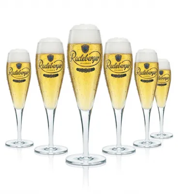 Produktbild von 6x Radeberger Bier Glas 0,2l Tulpe Pokal Kelch Goldrand Gläser Gastro Bar Pils