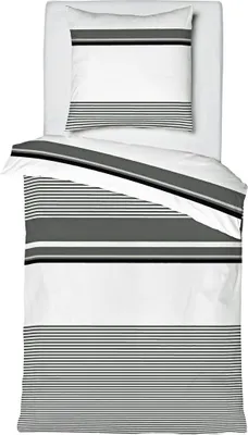 Produktbild von JACK by Mistral Satin Bettwäsche 2 tlg. 135x200cm Streifen Anthrazit Grau Weiß Baumwolle