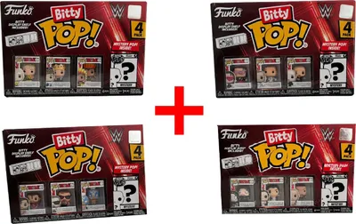 Produktbild von Funko WWE Sammlerfiguren - 4 x 4er-Packs Bitty Pop! Dusty Rhodes, Diesel, Undertaker, Shawn Michaels + 1 Mystery-Figur, Vinyl Figuren, Geschenk-Set