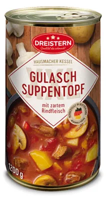Produktbild von Dreistern Gulaschsuppentopf mit passend zartem Rindfleisch 1200g