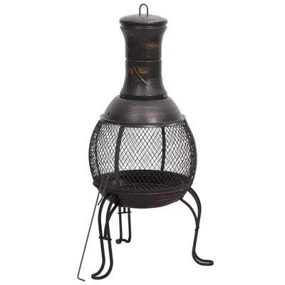 Produktbild von "Winteraktion" Gartenkamin mit Schürhaken 39x39x90 cm Stahl - Feuerkörbe & -schalen CC15939
