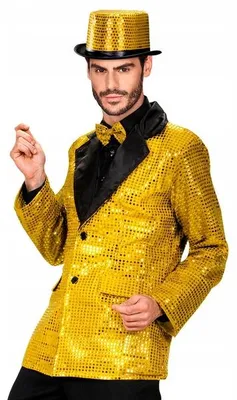 Imagen del producto de "CHAQUETA DORADA CON LENTEJILLAS Y CUELLE DE SATÉN" - Talla: M/L