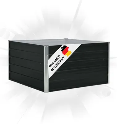 Produktbild von DELUKE® Hochbeet für Garten EMIL Quadrat Anthrazit | 100x100x45cm | Verzinkter Stahl | Wetterfest | Gartenbeet Kräuterbeet Blumenbeet Beet hoch Frühbeet für Garten Gemüsebeet