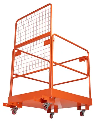 Produktbild von SucceBuy Stapler-Arbeitskorb 920x1045mm, Tragfähigkeit 544,31 kg, robuster Arbeitskorb aus Kohlenstoffstahl mit 155x60 mm Einfahrtaschen, Verriegelungsstift und Rollen, Sicherheitsplattform für Höhenarbeiten