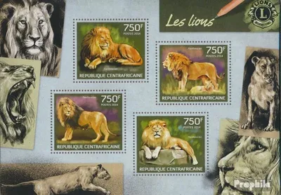 Produktbild von Briefmarken Zentralafrikanische Republik 2014 Mi 4660-4663 Kleinbogen (kompl. Ausgabe) postfrisch Löwen