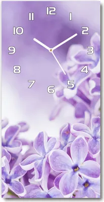 Produktbild von Wanduhr aus Glas – 30x60 cm - Glasbild - Glasuhr - Gehärtetes Glas -Lila Blumen
